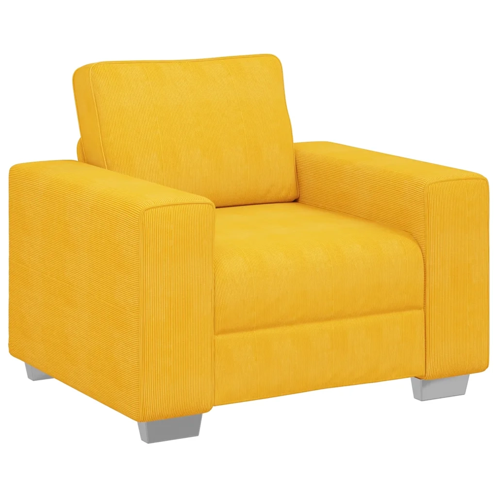 Divano Sedia Giallo Chiaro 100x77x82 cm in Tessuto di Velluto a Coste 4105191