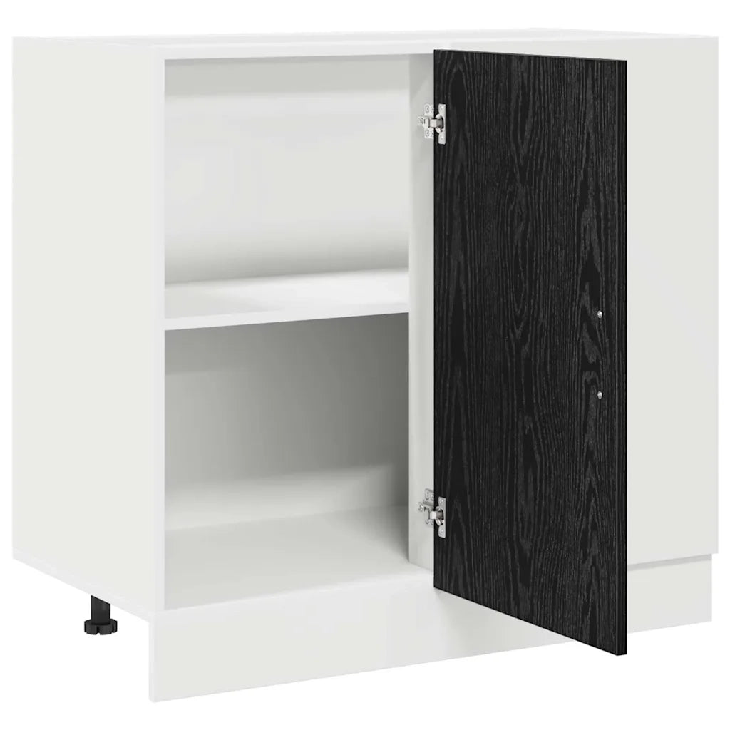 Mobile Base d'Angolo per Cucina con porta-Base da Cucina Riga Rovere nero