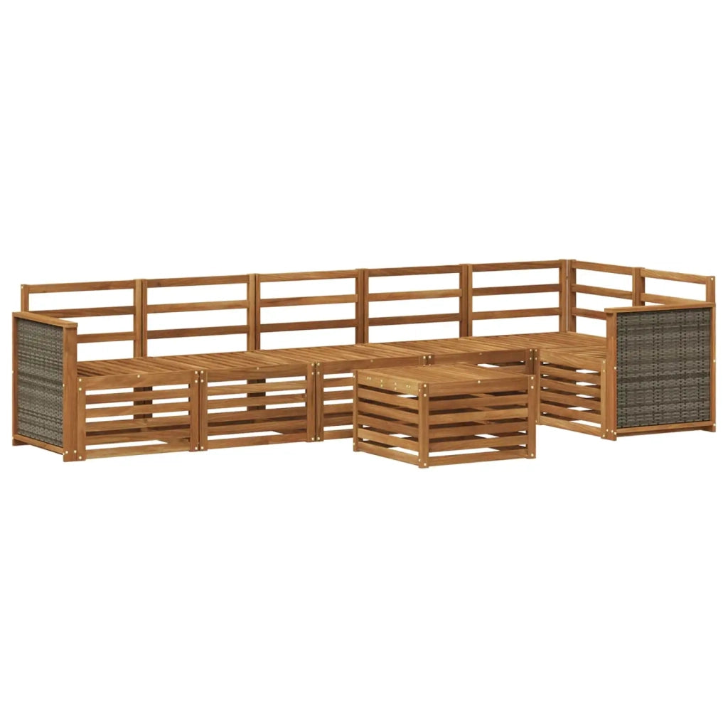 Set divano sezionale 6 pcs Naturale Legno di Acacia Massello
