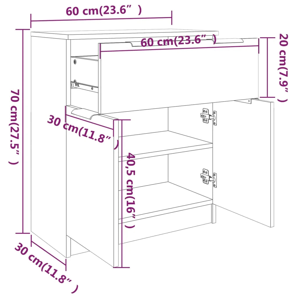 Buffet credenza cassettiera armadio mobile contenitore organizer per cucina soggiorno salotto 60 x 30 x 70 cm legno ingegnerizzato bianco 02_0030331