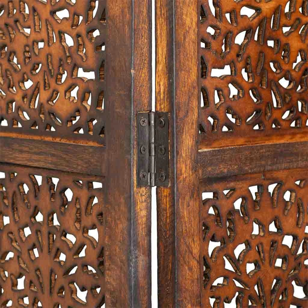 Separè in legno marrone artigianale 50(x4) x 2x180h cm