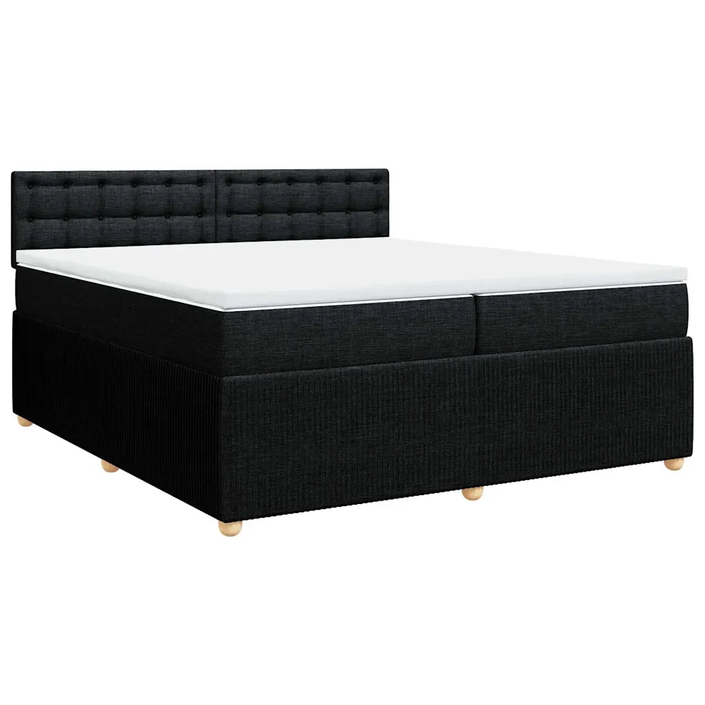 Giroletto a Molle con Materasso Nero 200x200 cm in Tessuto