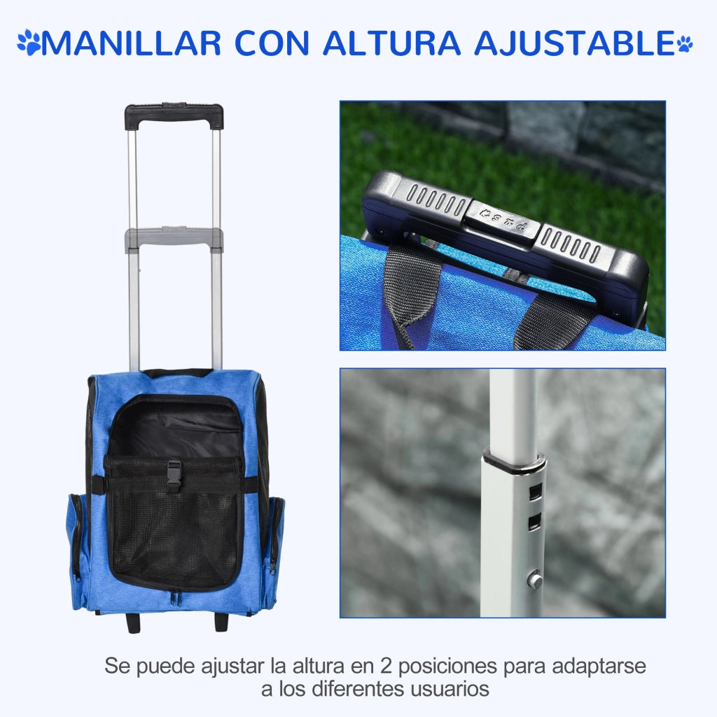 Carrello per Animali Domestici 2 in 1 con Ruote ¨C Minimal ¨C 42x25x55 cm Azul
