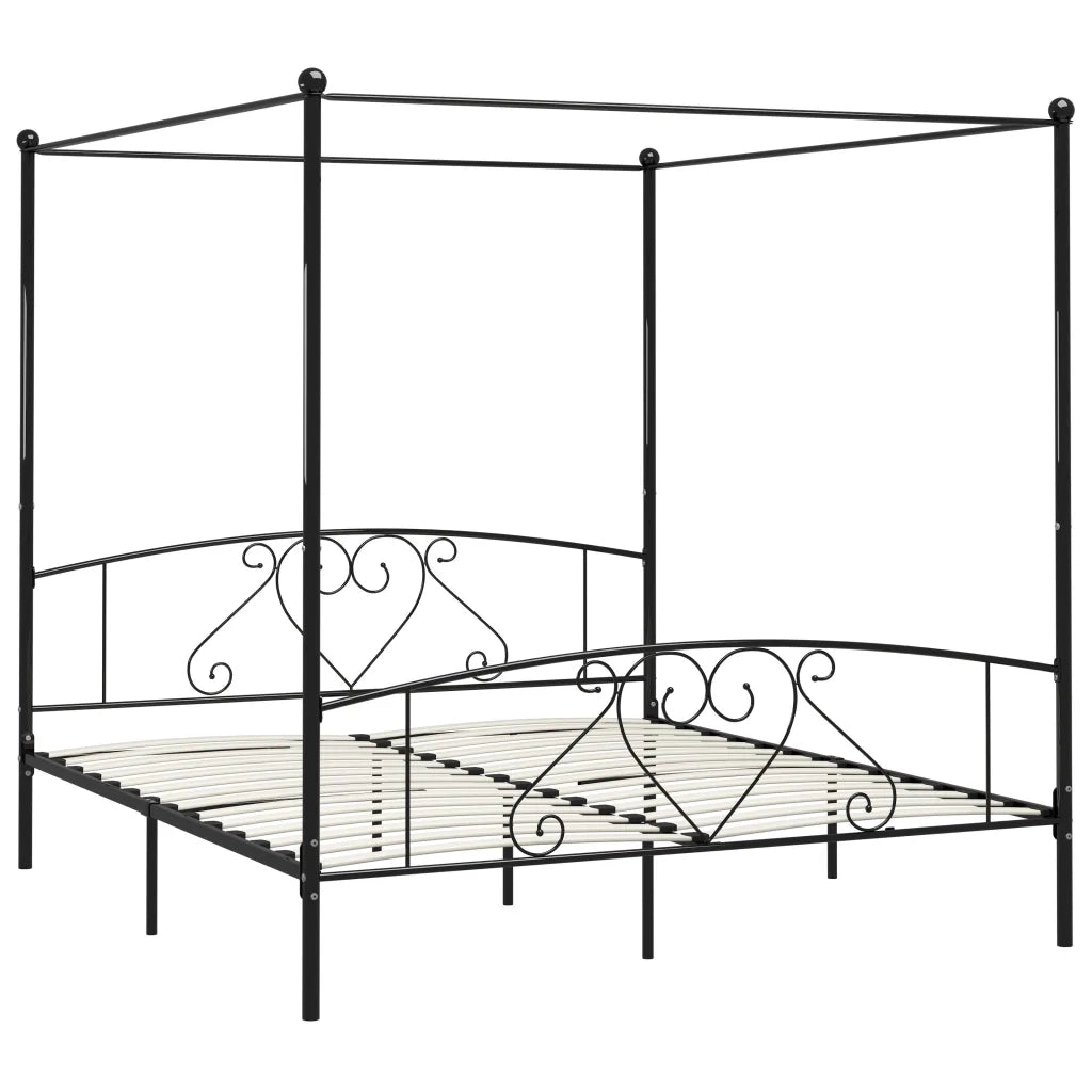 Giroletto Baldacchino senza Materasso-Struttura Letto Nero 200x200 cm Metallo