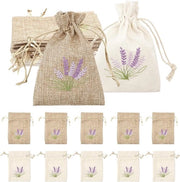 12 sacchetti di lavanda vuoti in lino e cotone - sacchetti di stoffa con cordino con decorazione a maglia.
