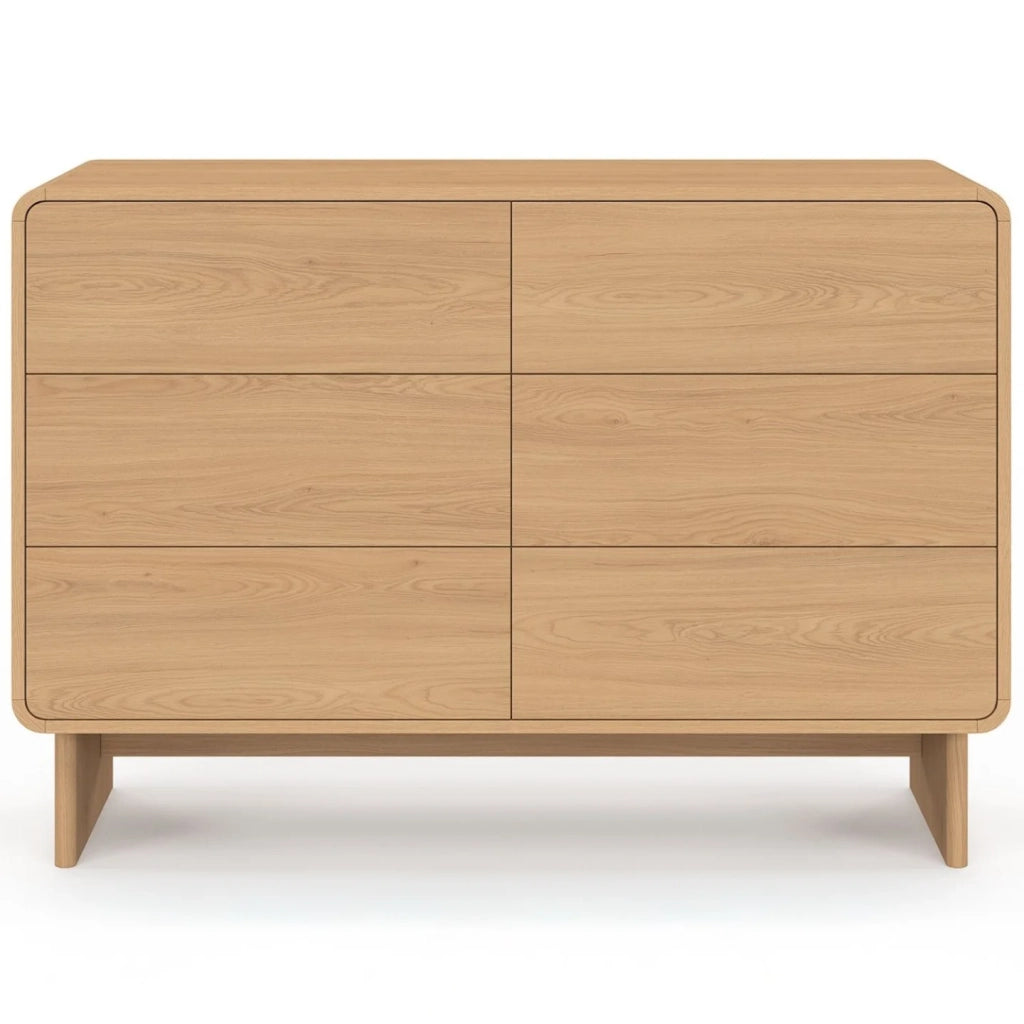 IDMarket - CAPUCINE Cassettone a 6 cassetti da 110 cm, design faggio arrotondato