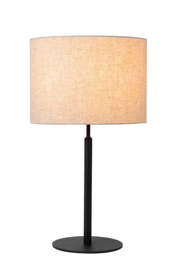 Lucide Maya lampada da tavolo nera paralume beige E27