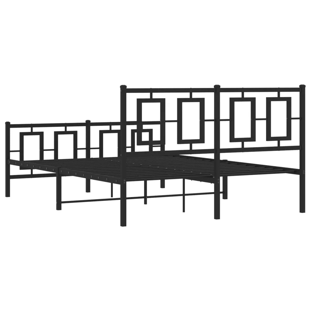 Letto matrimoniale | Letto per adulti | Giroletto con Testiera e Pediera Metallo Nero 135x190 cm