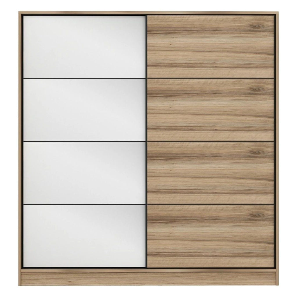 Armadio Camera da Letto Rovolon, Guardaroba 2 Ante Appendiabiti, 180x190h cm Marrone Rovere