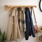 Mensola Appendiabiti in Legno Naturale 40 cm con 6 Ganci da Parete | 74212