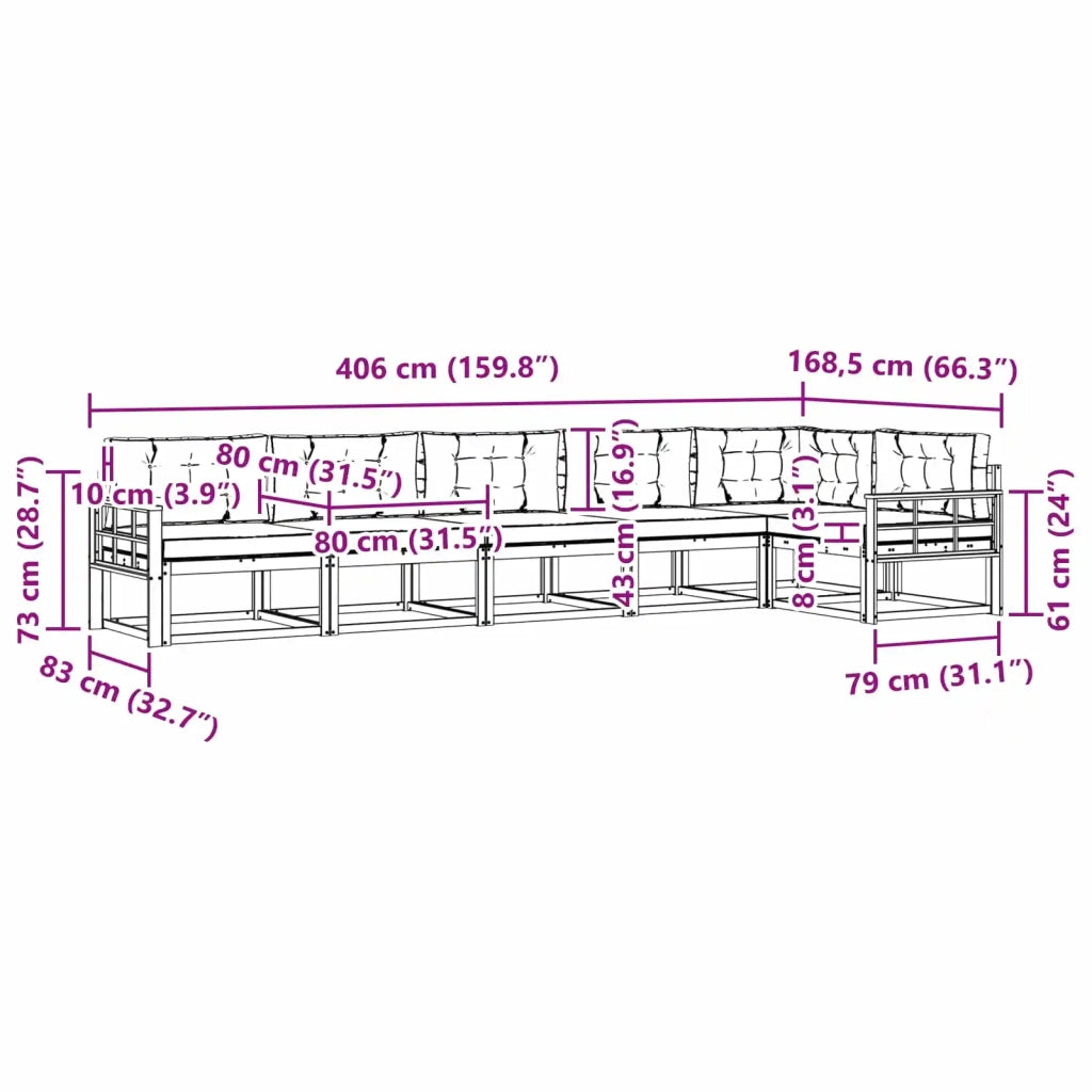 Set di divani da esterno 4 pz Bianco e Antracite Poliestere 3386526