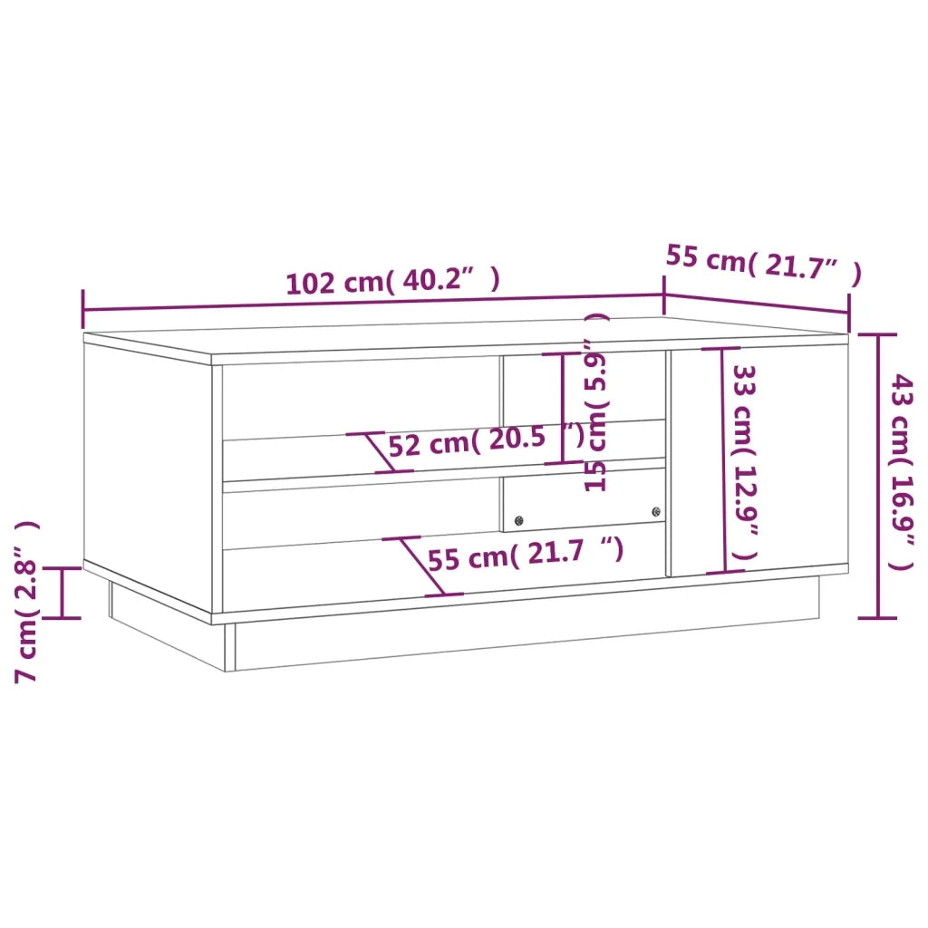 Tavolino da Salotto Bianco 102x55x43 cm in Truciolato 810280
