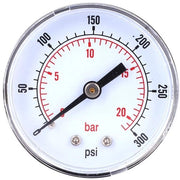 Manometro 50mm - Drukmeter - Connettore 1/8 BSPT - Adatto per Aria/Acqua/Olio/Gas - Scala Chiara - Materiale Resistente