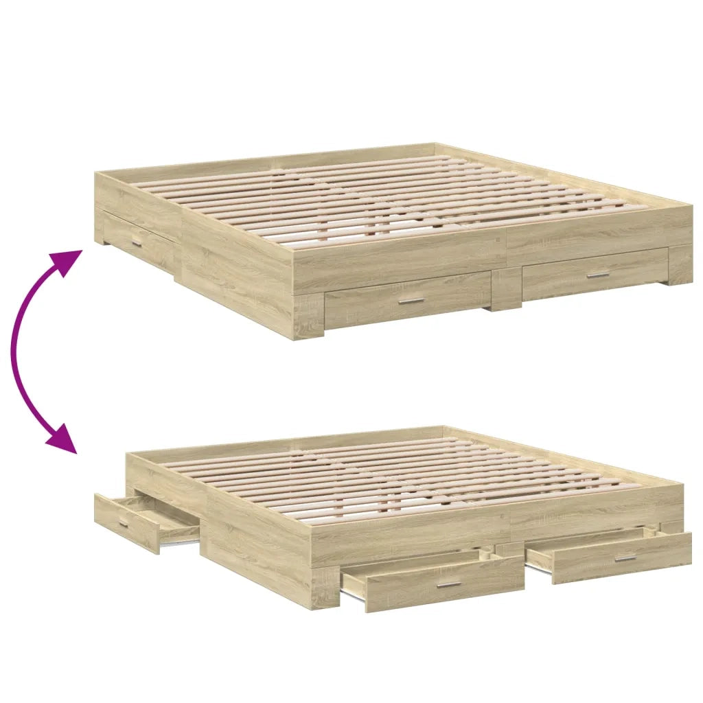 Giroletto Cassetti Rovere Sonoma 200x200 cm Legno Multistrato 3280358