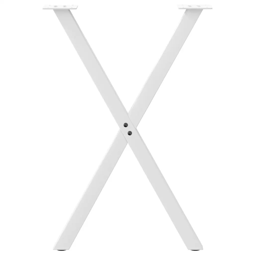 Gambe per tavolo da pranzo a forma di X 2 pz bianche 50x(72-73) cm in acciaio 4012909