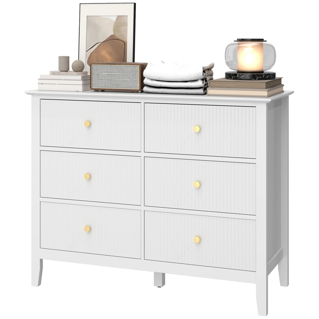 Cassettiera Sideboard con 6 Cassetti ¨C zephmum ¨C 100x40x78 Bianco
