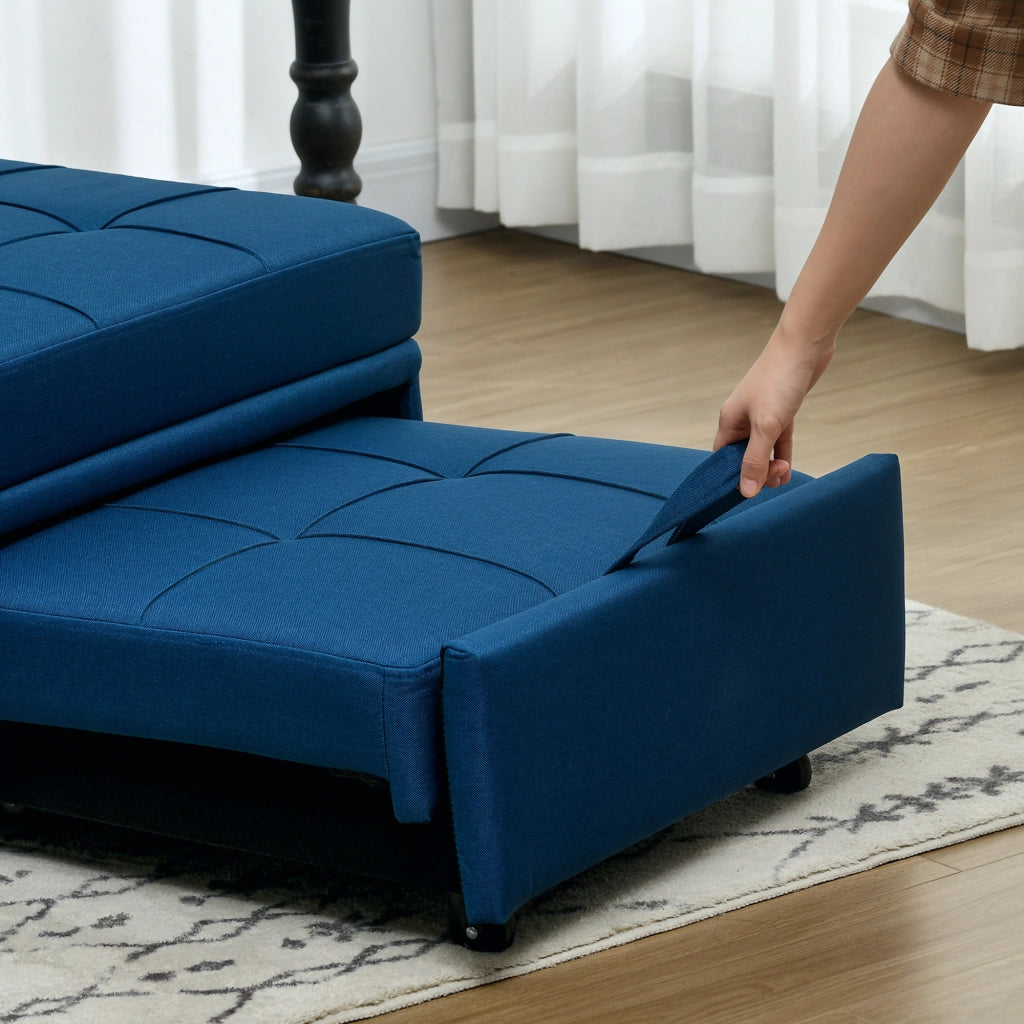Letto Pieghevole Poltrona con Cuscino e Rotelle ¨C Zephmum ¨C Blu