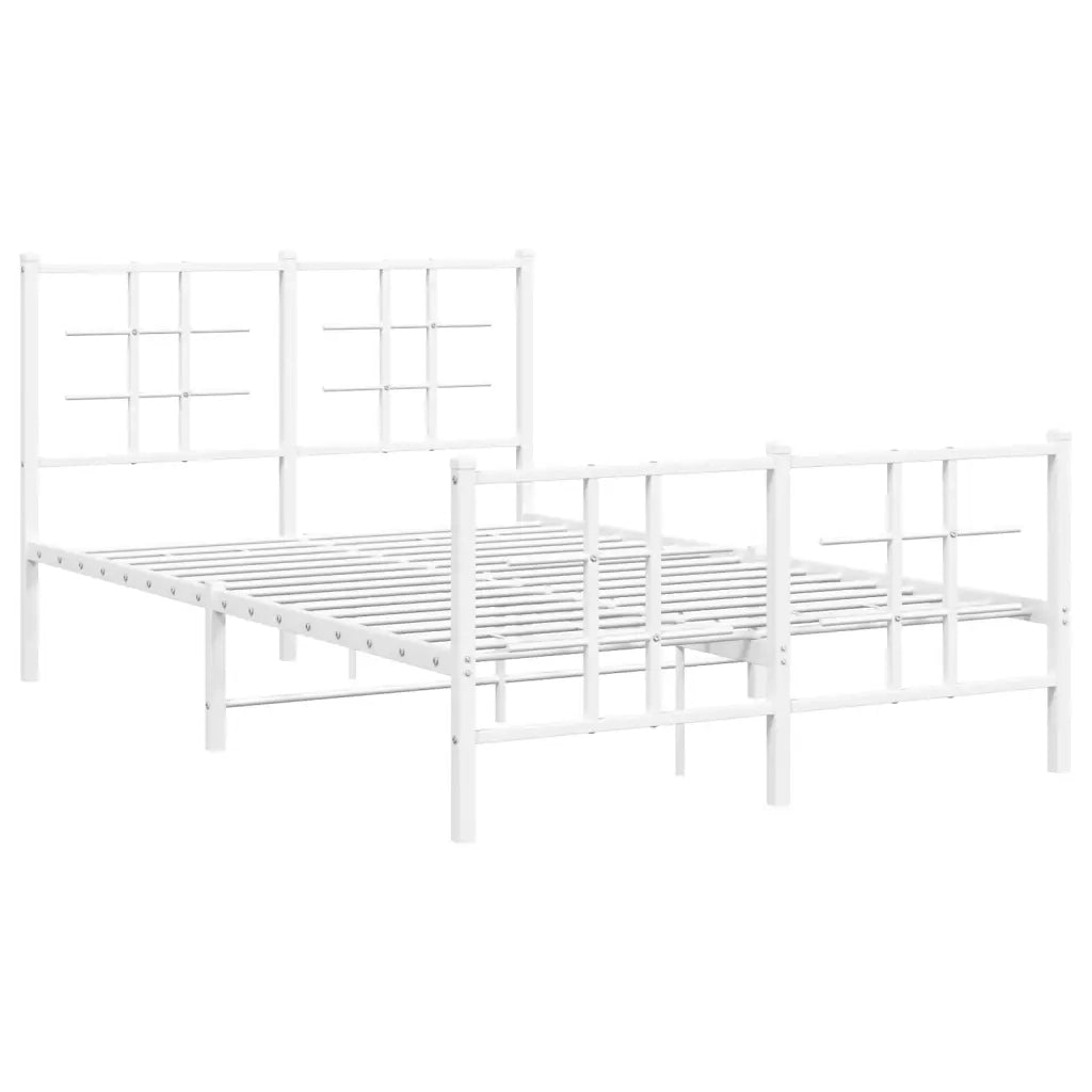 Giroletto con Testiera e Pediera Metallo Bianco 120x200 cm