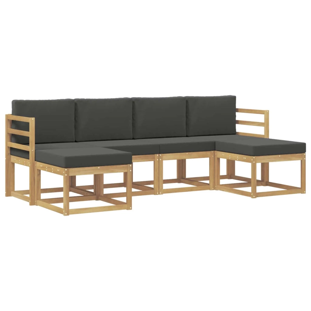 Set di divani da esterno 6 pcs Bianco e Antracite Poliestere