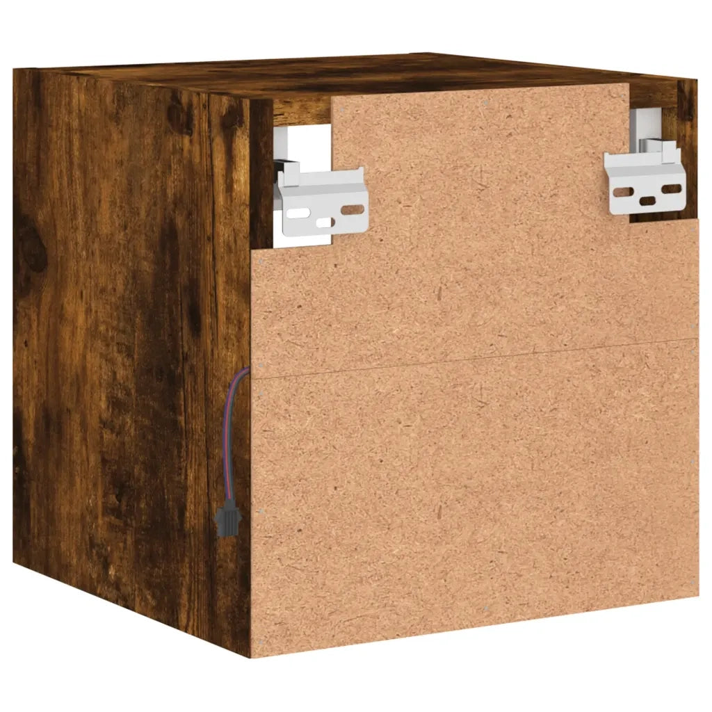 Mobili TV a Parete con Luci LED 2pz Rovere Fumo 30x28,5x30 cm 836982