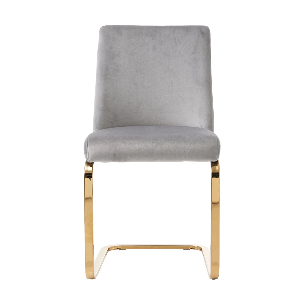 Set 4 sedie da pranzo in velluto grigio con gambe in metallo