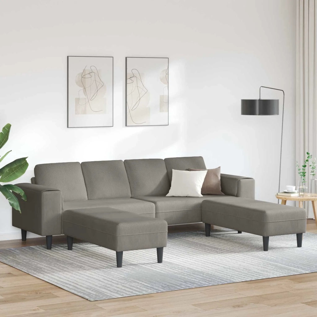 Divano Grigio chiaro 250 x 188 x 76 cm Tessuto in Cords 3335131