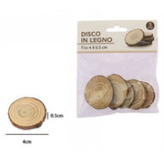 Trade Shop - Set 5 Pezzi Dischi Disco Di Legno Decorativo Per Ornamento 4x0.5cm Rotondo 72106 -