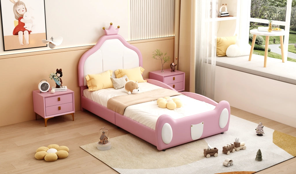 letto imbottito ecopelle rosa 90 x 200 cm
