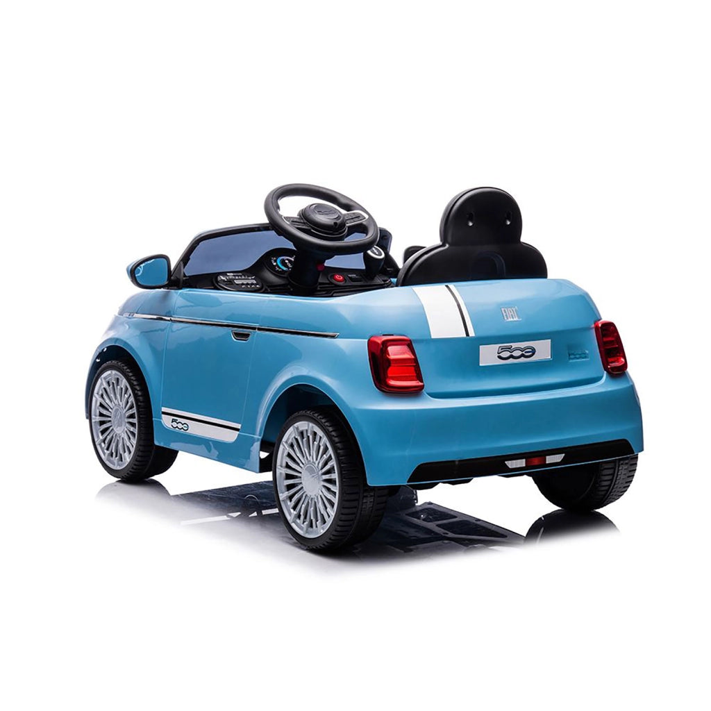 Macchina Elettrica per Bambini Fiat 500 12V 30W con Telecomando Luci e Suoni Blu