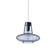 Giulietta sospensione ø.320x3150mm. 1xe27 70w hs-ip20-ver.grigio, vtr.bluino