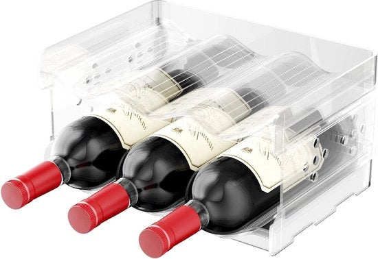 Supporto vino per bottiglie in plastica - contenitore per bottiglie sottili - conservazione bottiglie in frigorifero - conserva fino a 6 bottiglie - contenitore per bottiglie in cucina - conservazione bottiglie in soggiorno