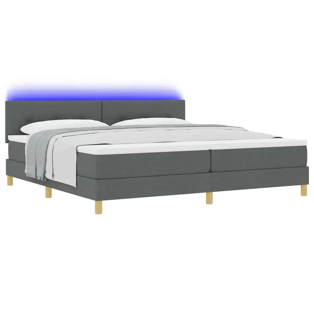 Letto a Sorgente LED Grigio scuro 200 x 200 cm Tessuto 3342465