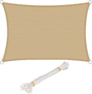 GZS1188sd9 Tenda a Vela Parasole Rettangolare Telo da Sole in HDPE Protezione Solare Respirante Anti UV Giardino Esterni Sabbia 5x7m