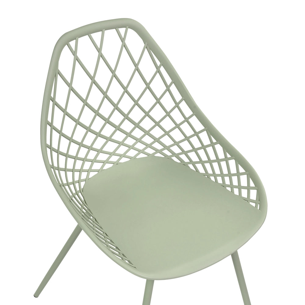 Set di 2 sedie da pranzo in materiale sintetico verde schienale netto design scandinavo moderno