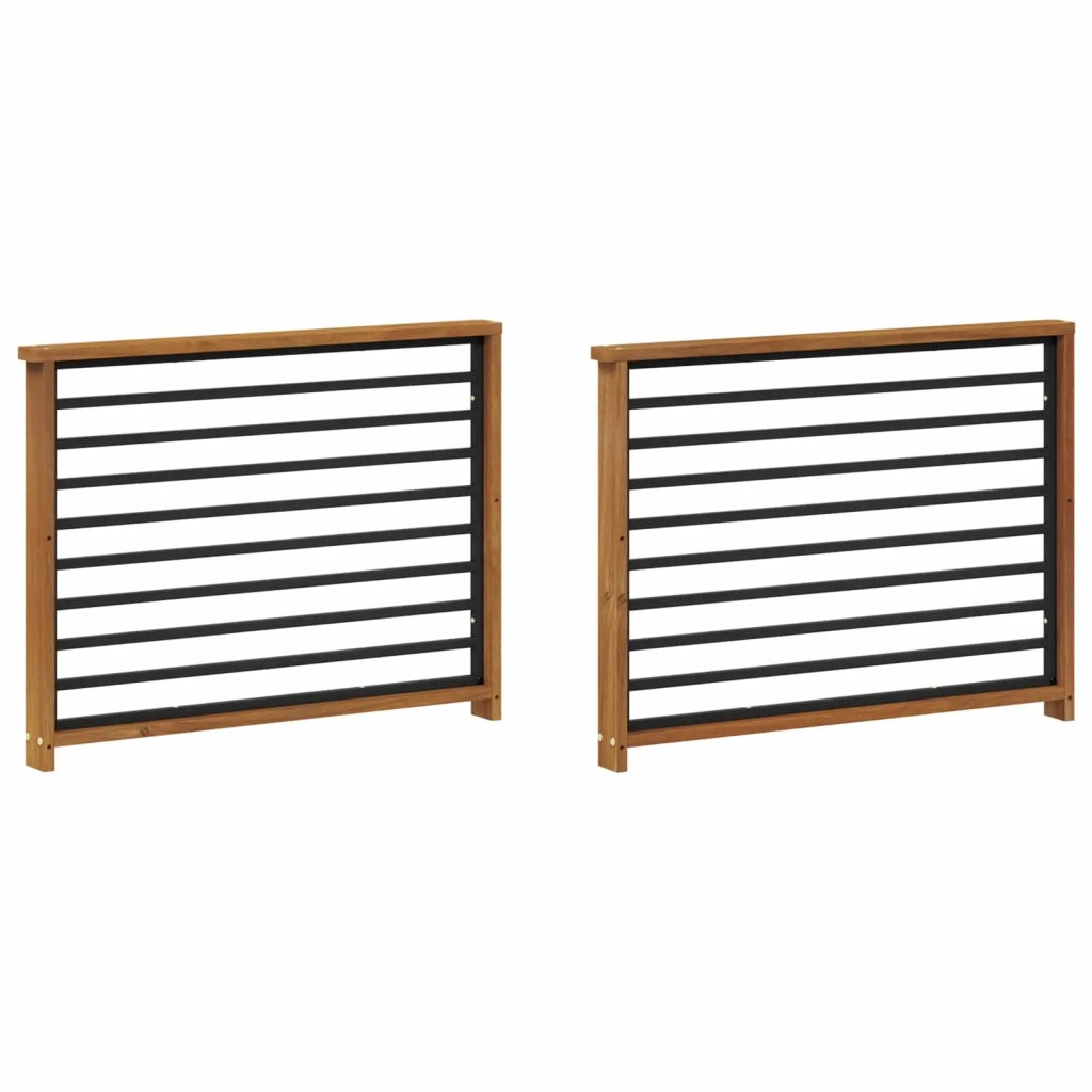 Bracciolo 2 pz Naturale 80 x 6 x 61 cm Legno di Acacia Massello 900591