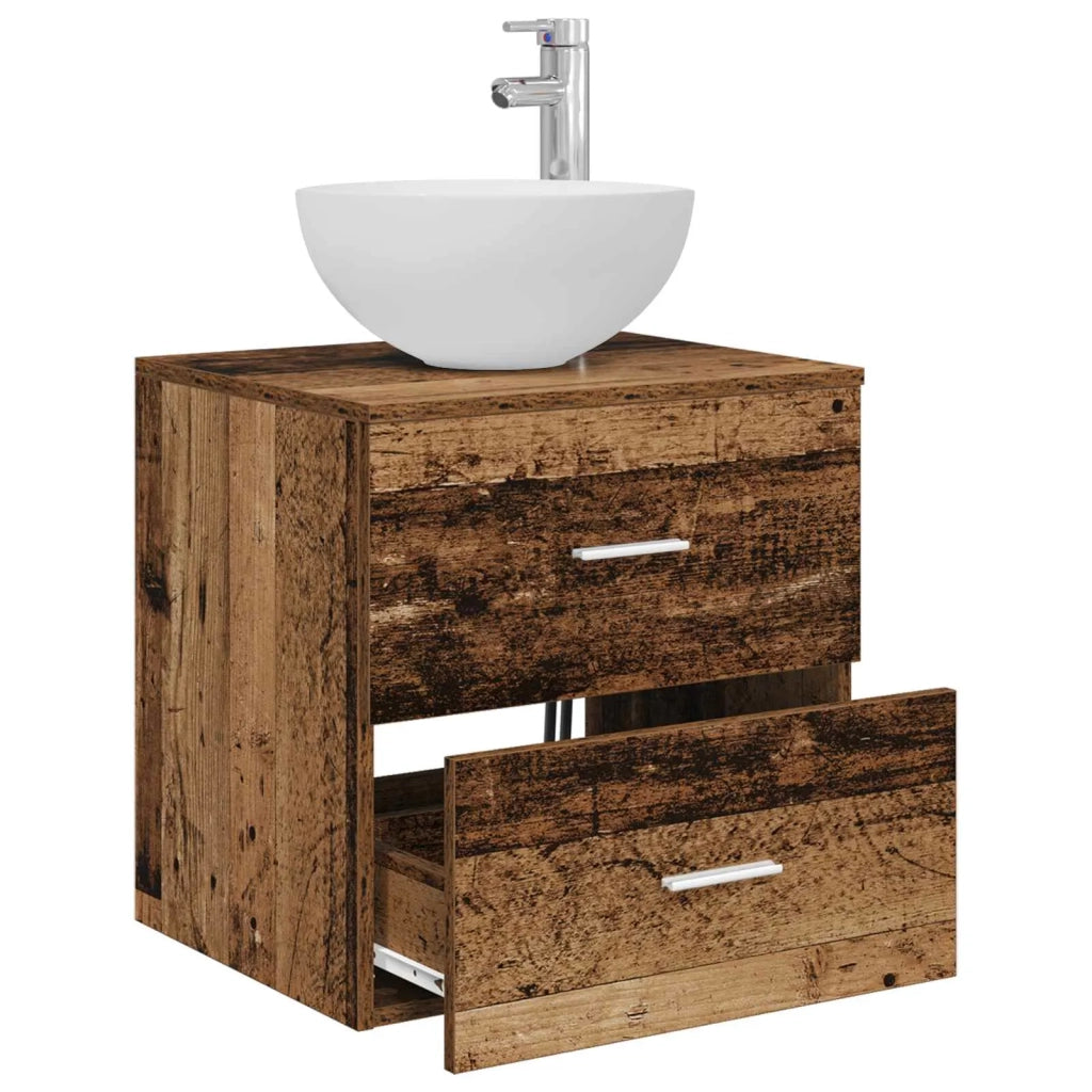 Mobiletto con Lavabo a Parete Legno antico 49,5 x 35 x 63 cm 890260