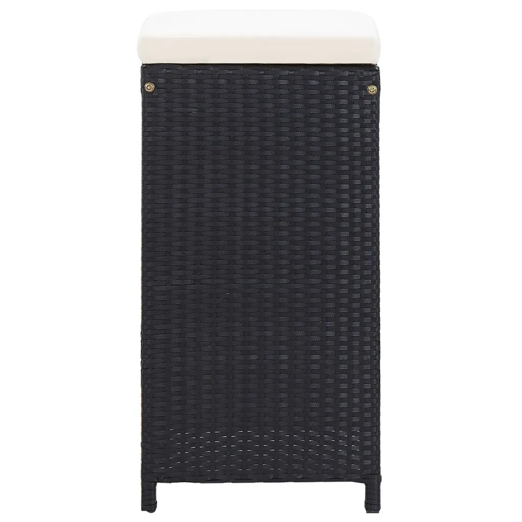 Set da Bar da Giardino 7 pz con Cuscini in Polyrattan Nero 49560