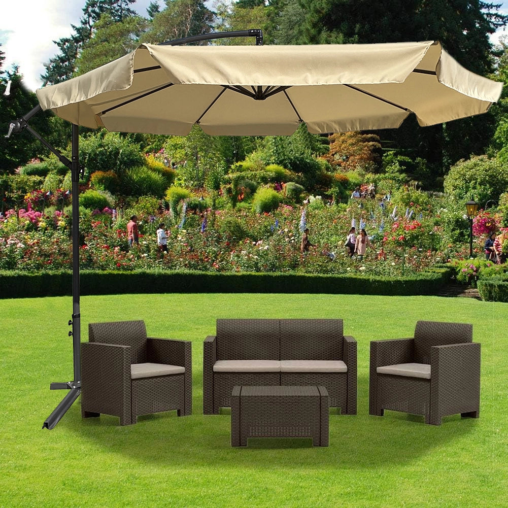 Ombrellone Giardino Decentrato 3x3 Beige Telo con pendente Palo Alluminio Gazebo
