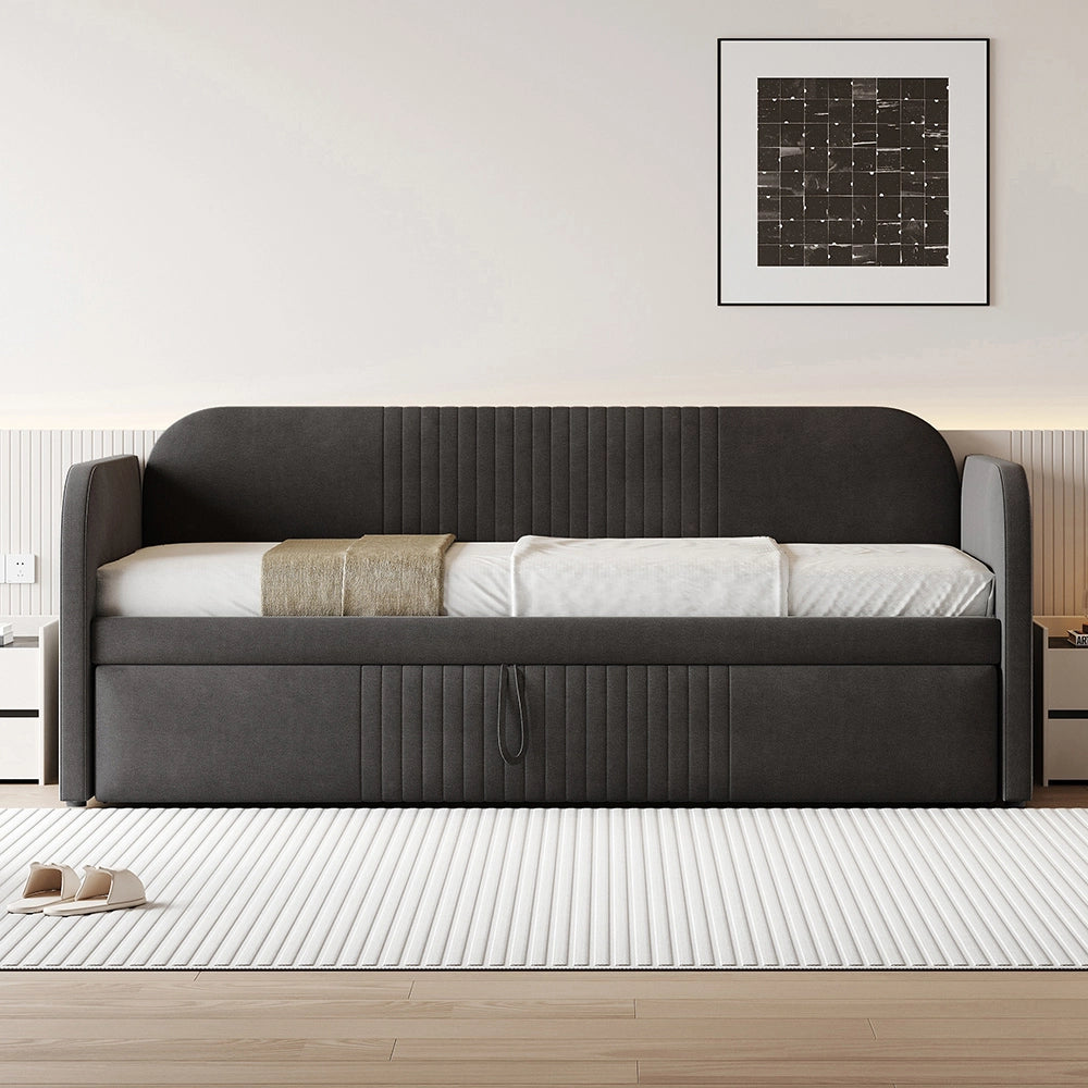 Divano letto estensibile - Xylo - 90/180x190 cm - Grigio - Letto imbottito