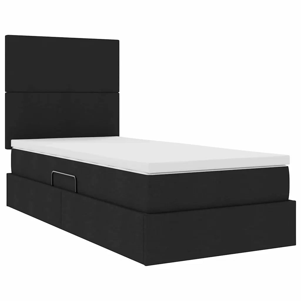 Letto con contenitore e LED con led Nero 90 x 200 cm Poliestere