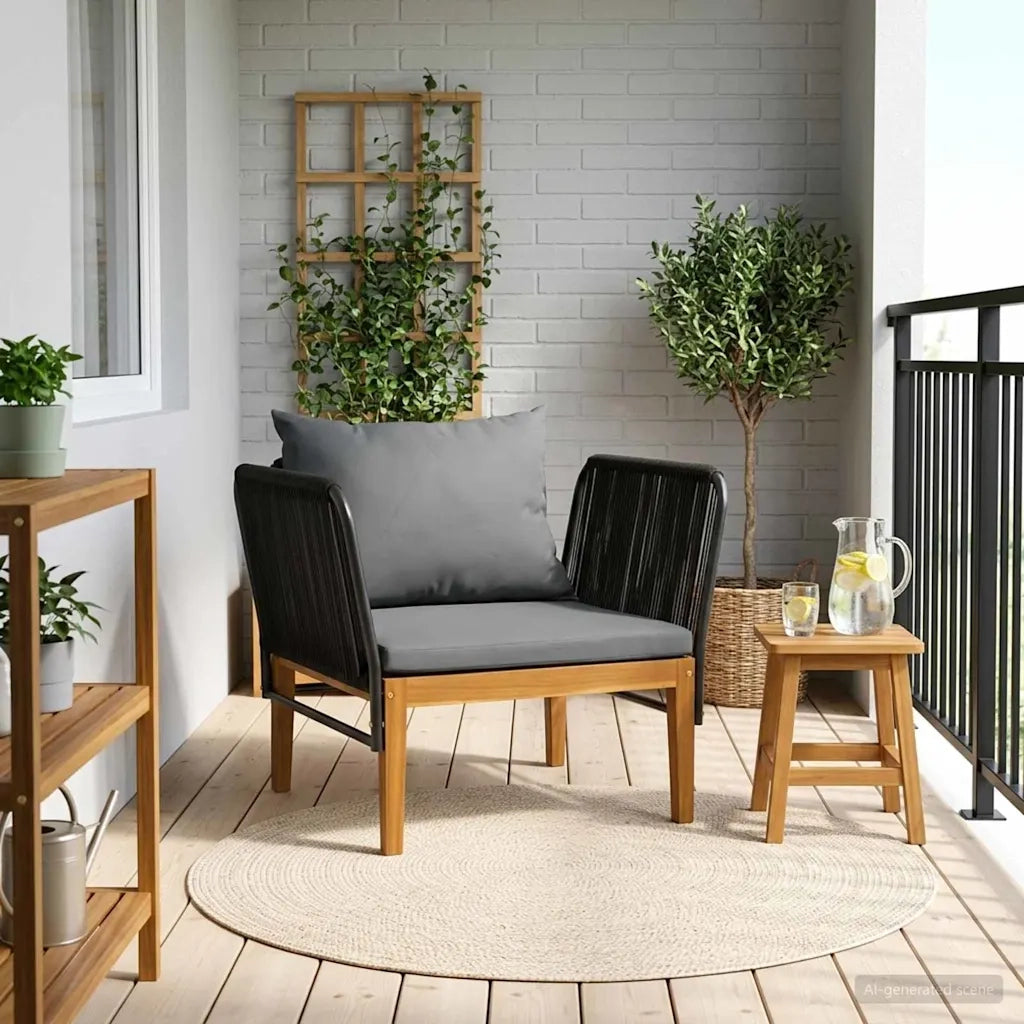 Sedia da giardino con cuscini Legno massiccio di acacia e corda 42022074