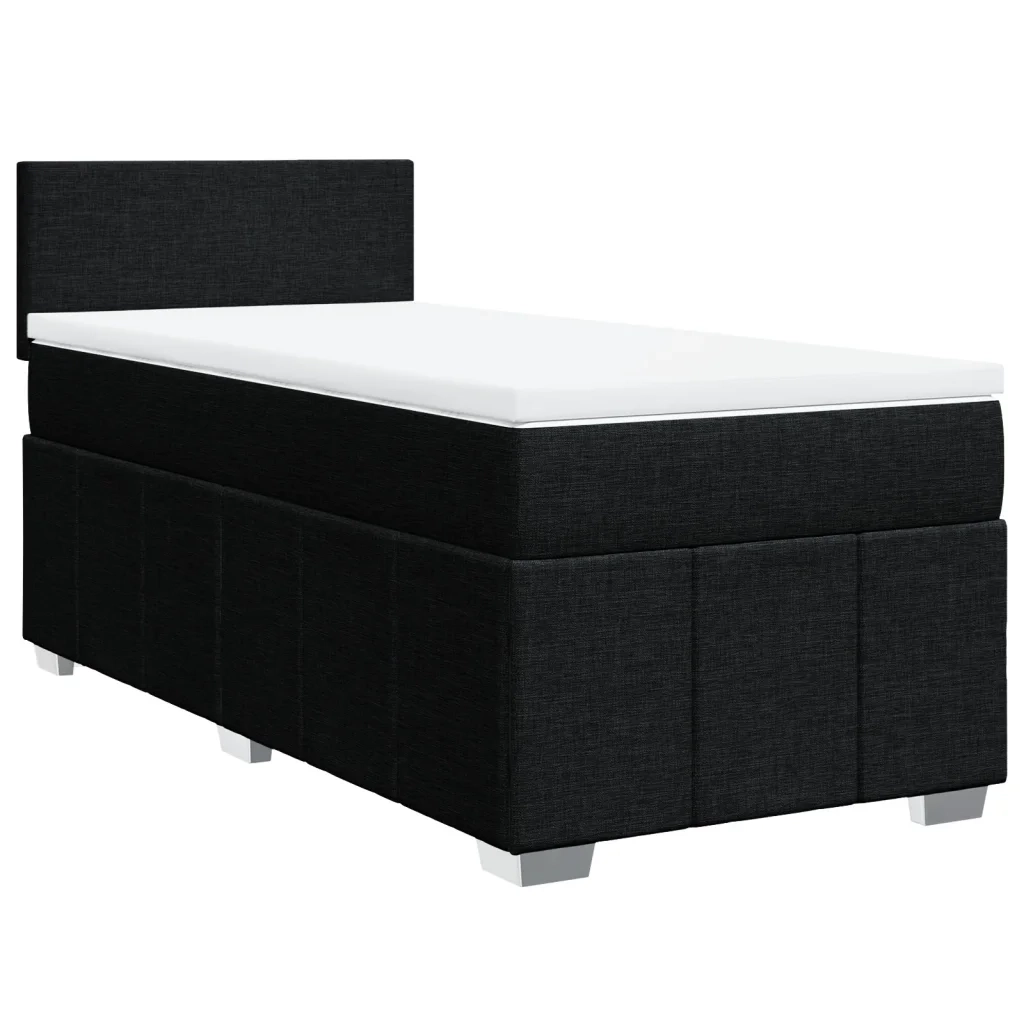 Giroletto a Molle con Materasso Nero 90x190 cm in Tessuto