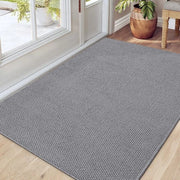 Tappeto di ingresso antiscivolo da 81 x 122 cm lavabile - Tappeto di ingresso assorbente per interni - Tappetino di ingresso per scarpe bagnate - Grigio