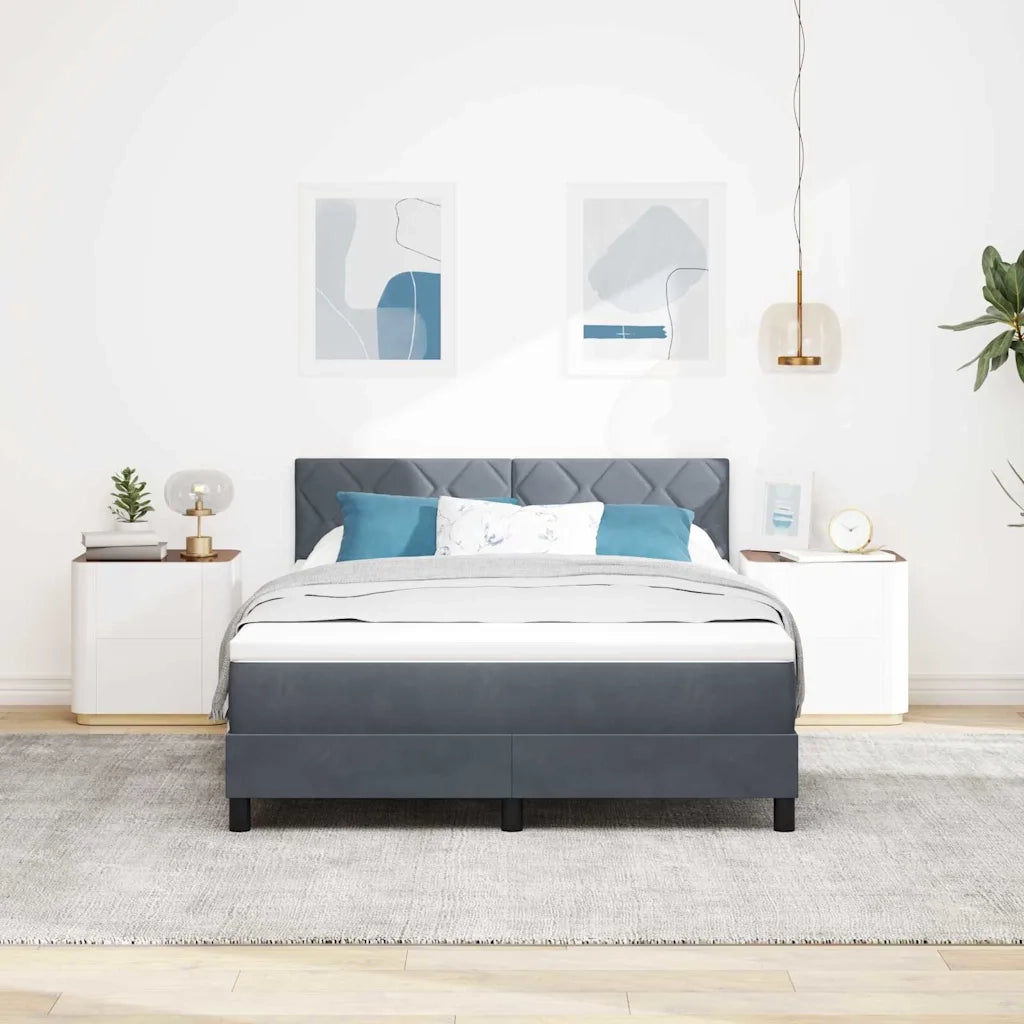 Letto a molle con materasso Grigio scuro 160 x 200 cm Velluto 3339249