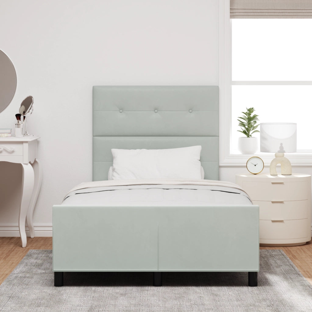 Letto Grigio Chiaro 120x190 cm in Velluto