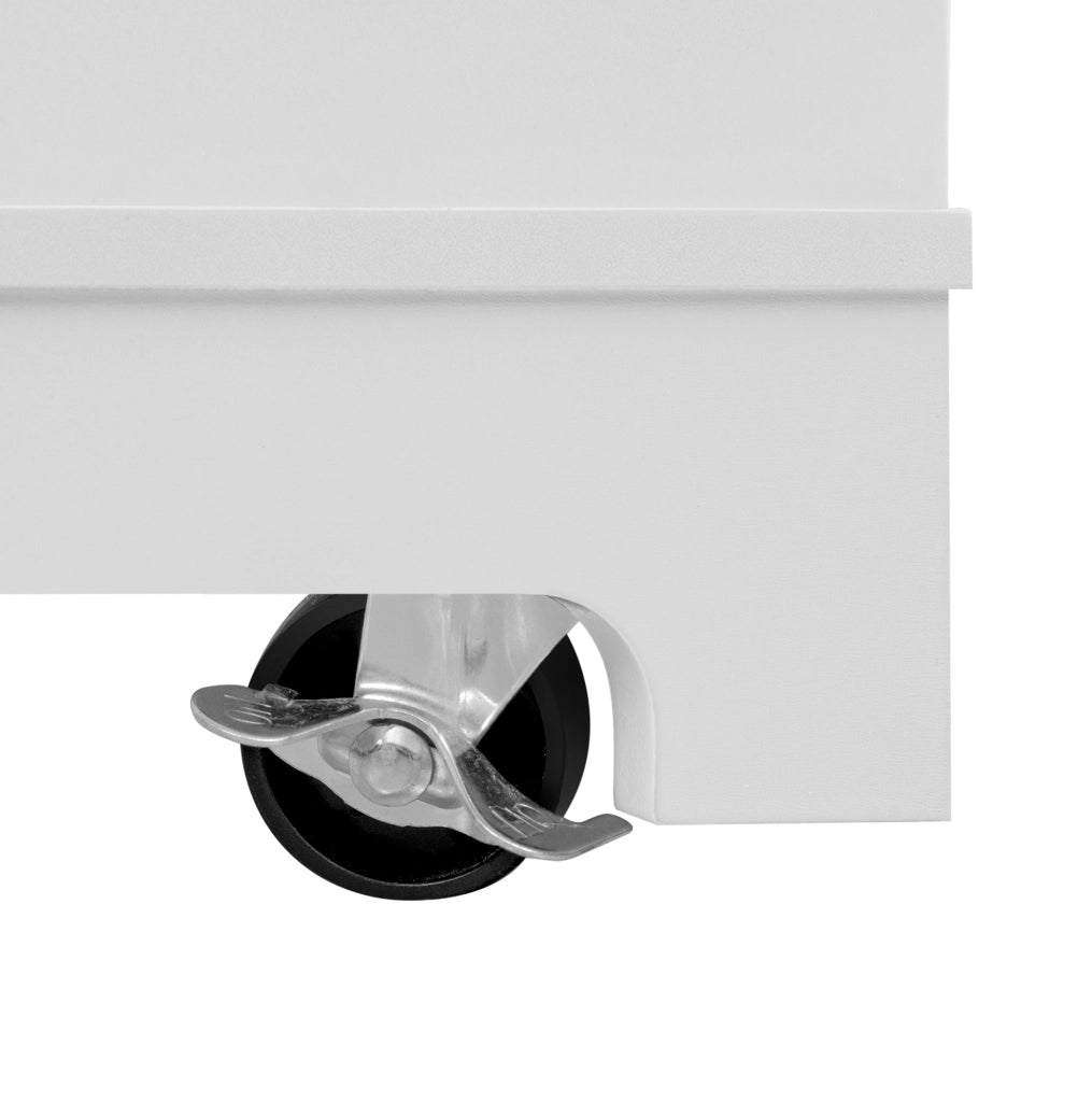 Isola cucina 131.8x40-70x93.3 cm con piano ribaltabile e prese; MDF; bianco naturale
