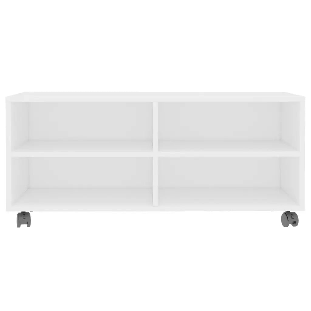 Mobile TV con Ruote Bianco 90x35x35 cm in Legno Multistrato cod mxl 9558