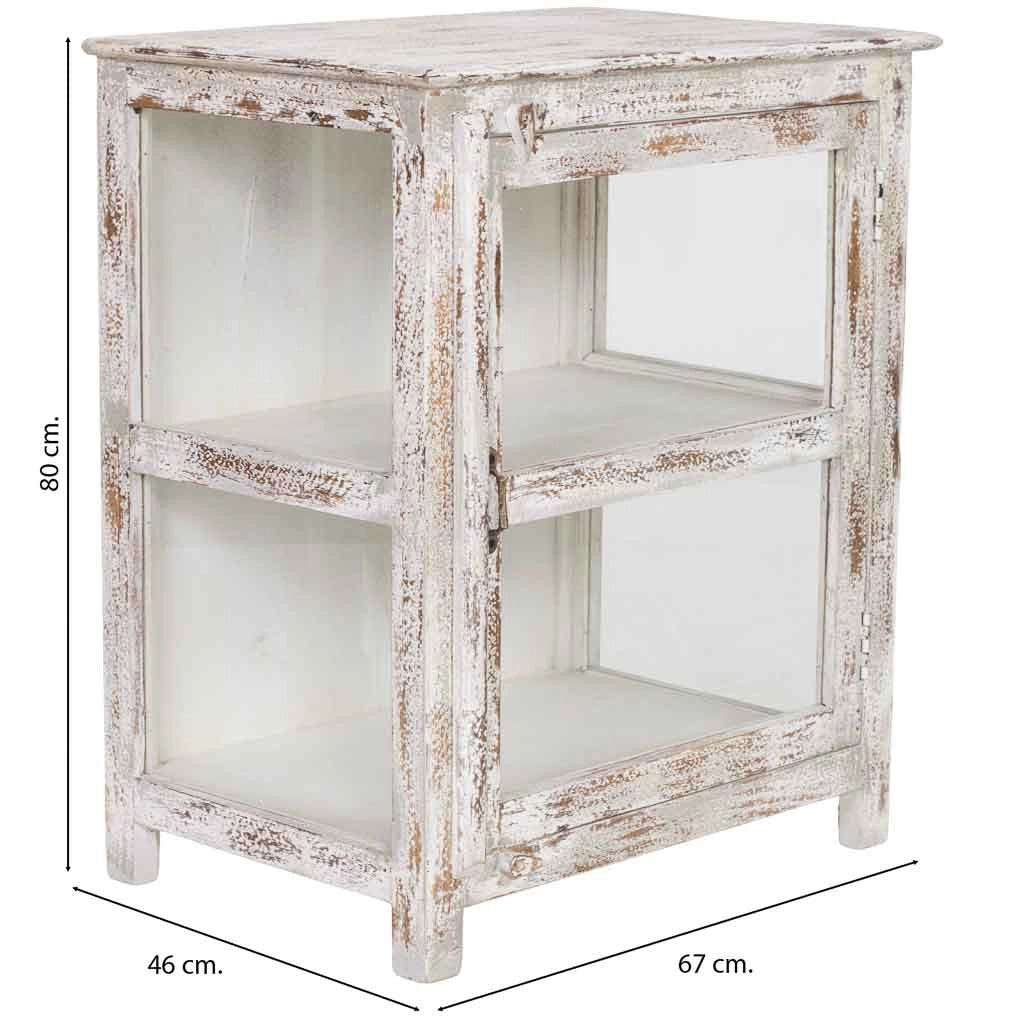 Vetrina in legno bianco 67x46x80 cm