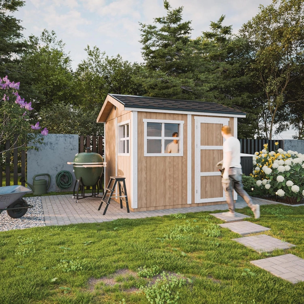 Casetta da giardino di qualit? premium 5,9 m² - H252x250x294 cm - Timbela M913-TERRA BROWN