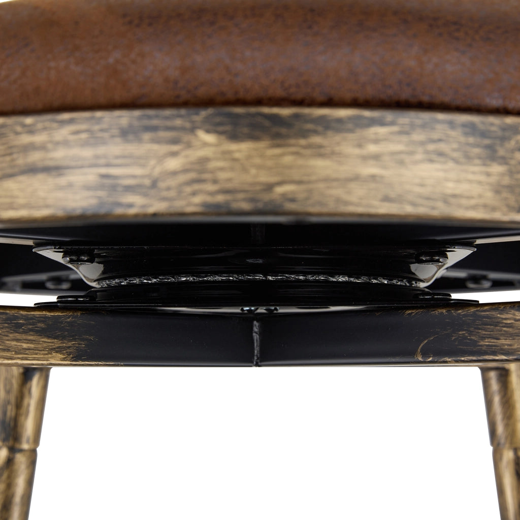 Sgabello da bar con schienale in stile Windsor e struttura in metallo con seduta imbottita marrone 73 × 45,5 × 45 cm
